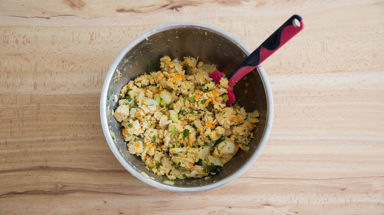 tuna and vegetables in bowl