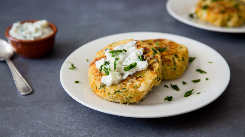 chickpea patty served with sauce