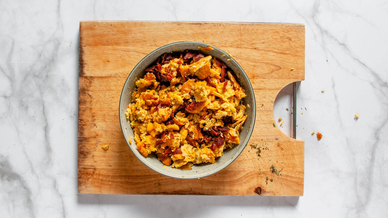 plantain mash with crushed bacon 