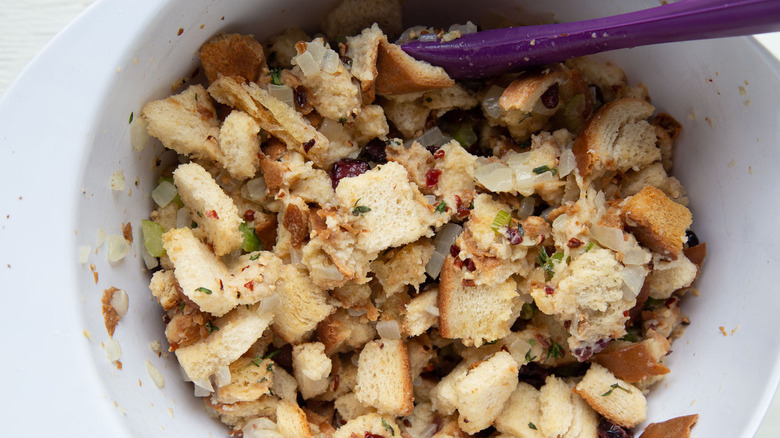 stuffing in white bowl