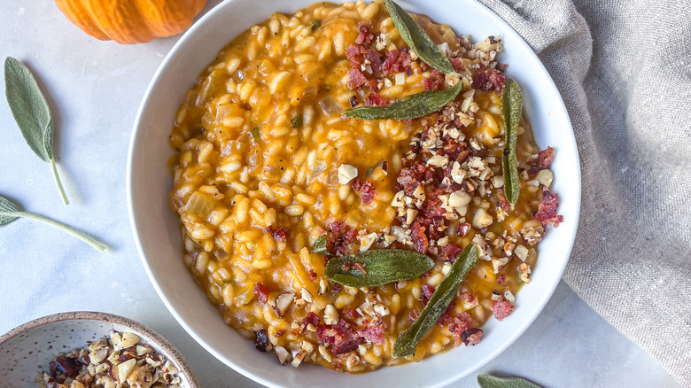 pumpkin risotto with garnishes