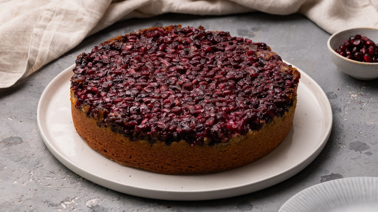 pomegranate cake on plate