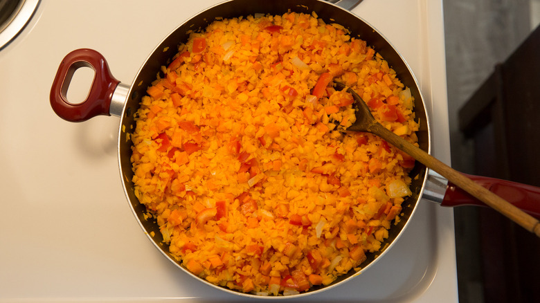 butternut squash cooking in pan 