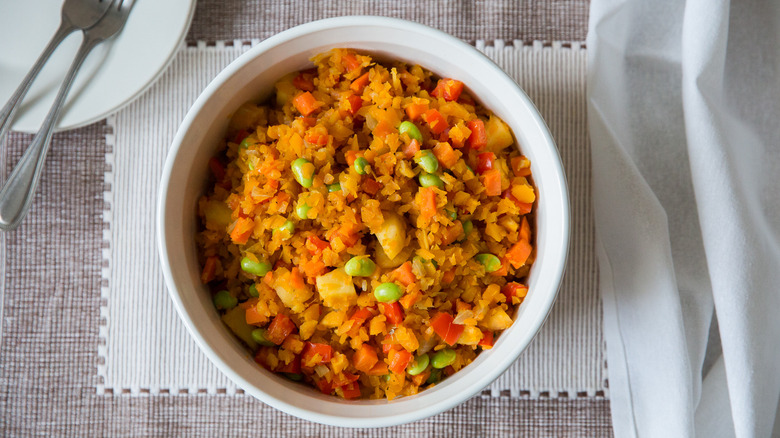 served butternut squash fried rice 