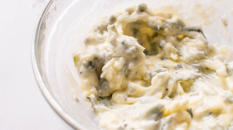 compound butter in glass bowl