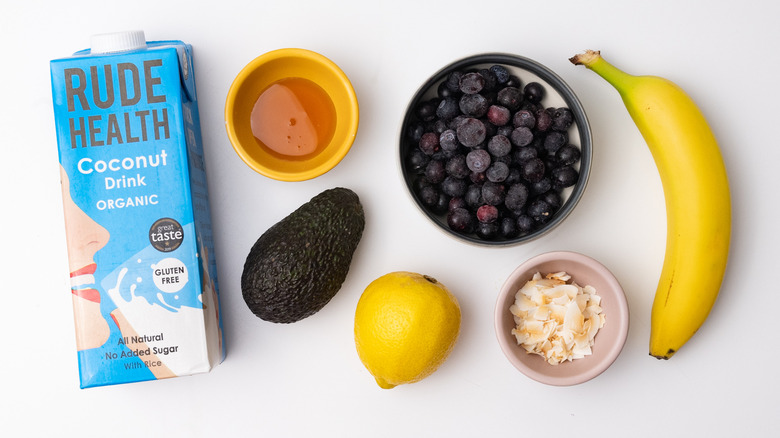 Ingredients for avocado blueberry smoothie 