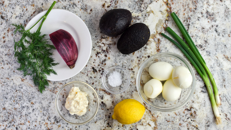 ingredients for avocado egg salad