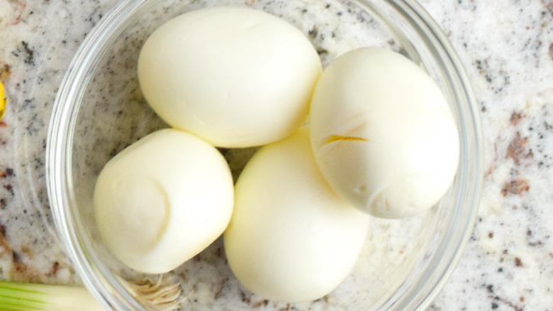 cooked hard-boiled eggs