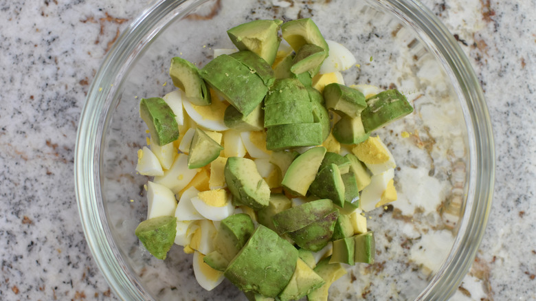 chopped egg and avocado