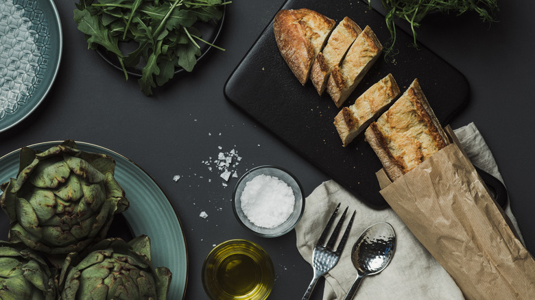 artichokes and a baguette