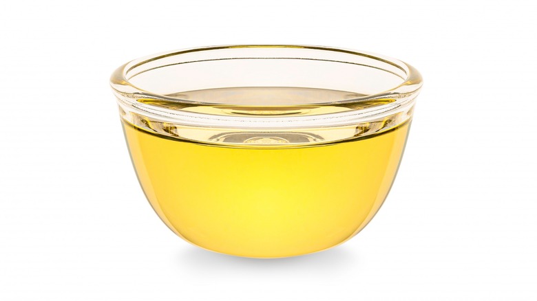 cooking oil in a glass bowl