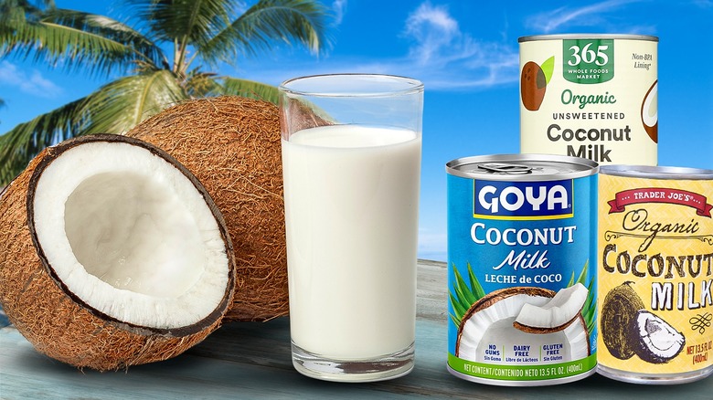 Canned coconut milk and coconuts