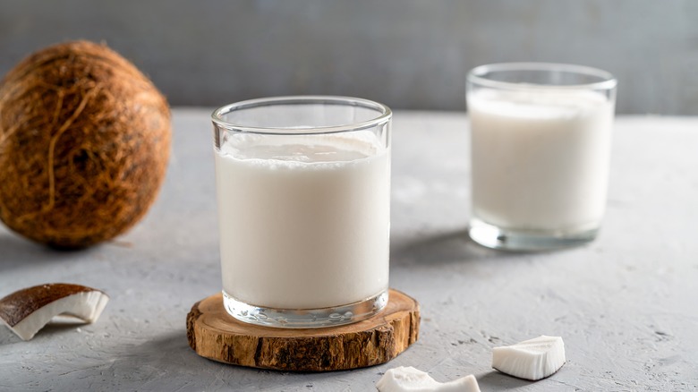 Coconut milk in a glass