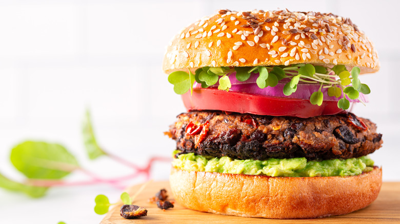 Black bean burger in bun