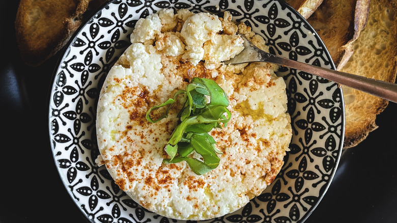 farmer cheese garnished with spices