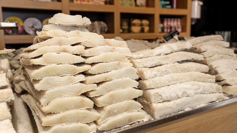 dried cod at the fish shop