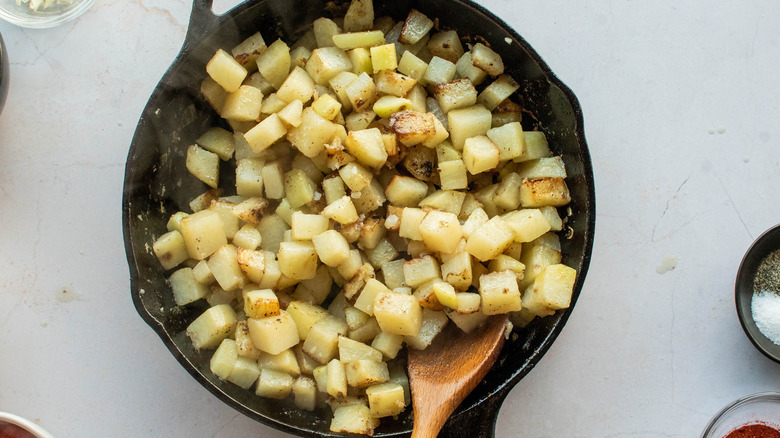 potatoes in a skillet 