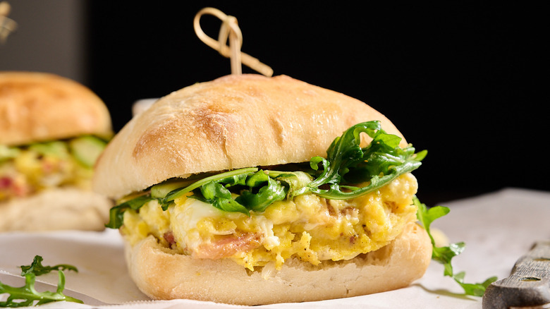 frittata sandwich on a table