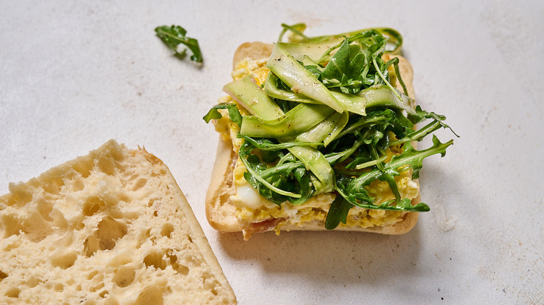 frittata and greens on ciabatta