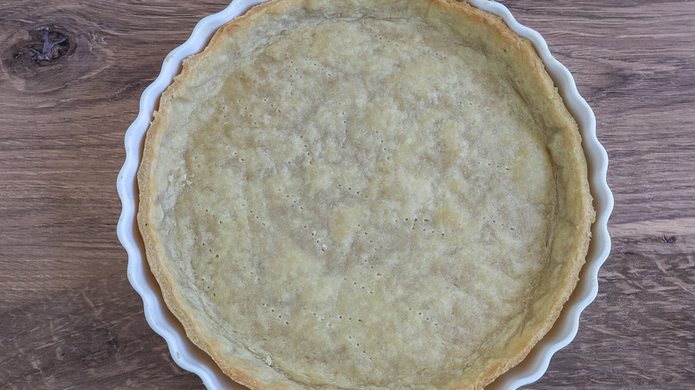 baked quiche crust in a pan