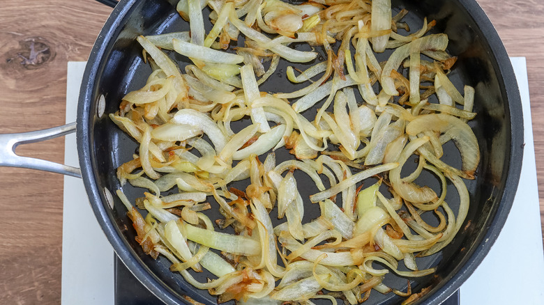 caramelized onions in a pan