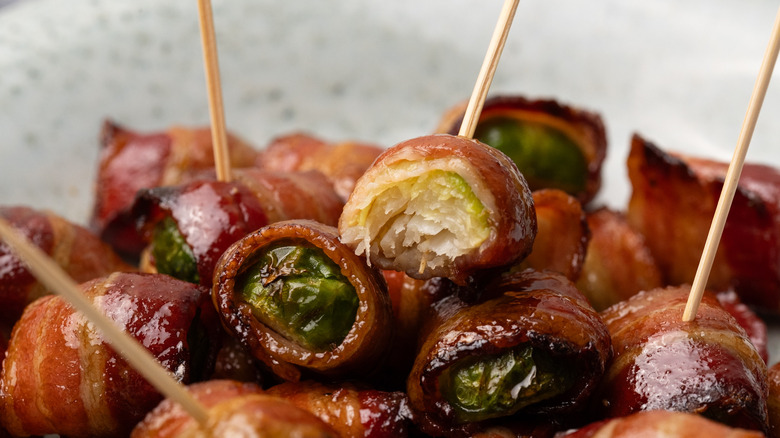 bacon-wrapped balsamic Brussels sprouts