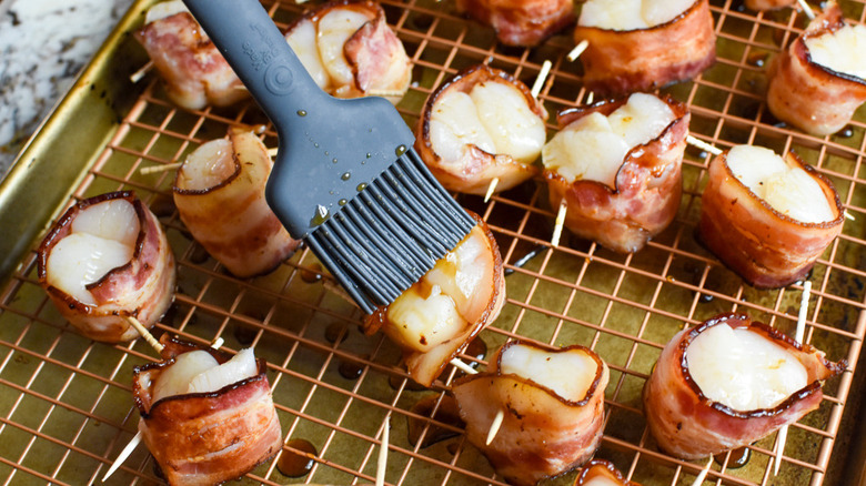 basting the scallops