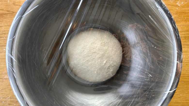 Ball of dough in greased bowl