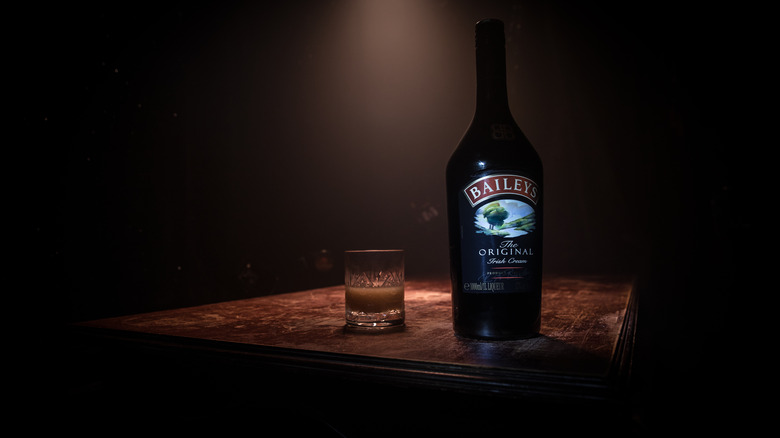 Baileys on bar dark background