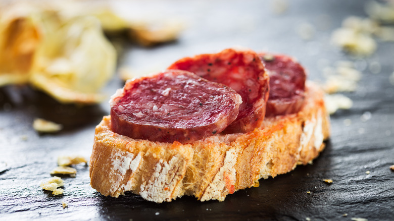 pepperoni slices on toast