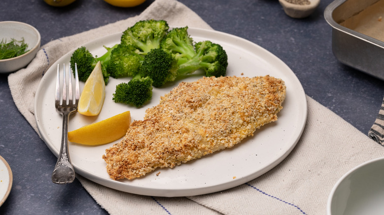 baked almond-crusted tilapia 