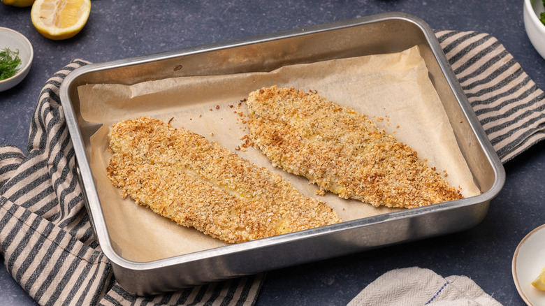 baked almond-crusted tilapia 