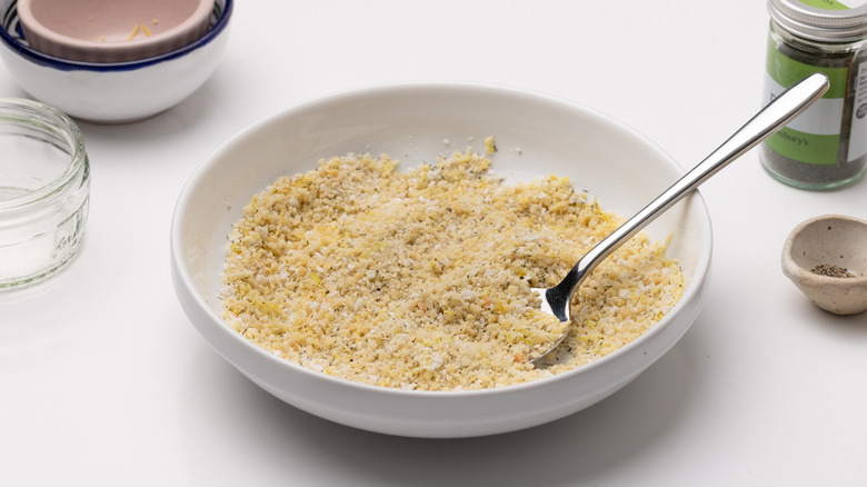 bowl with almond crumb mixture