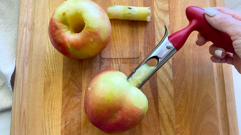 using apple corer tool