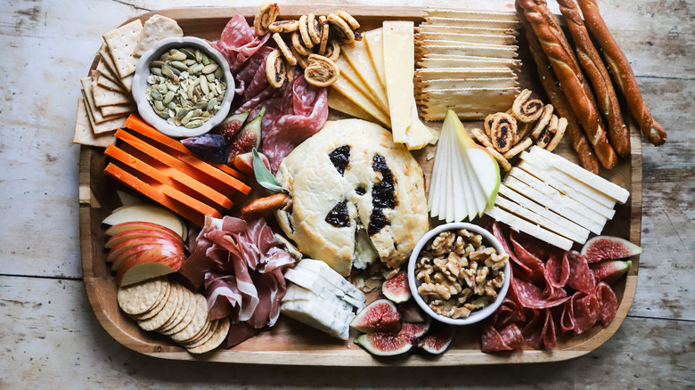 Cheese board with baked brie