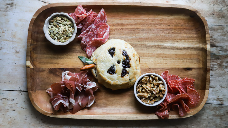 Charcuterie board with salami