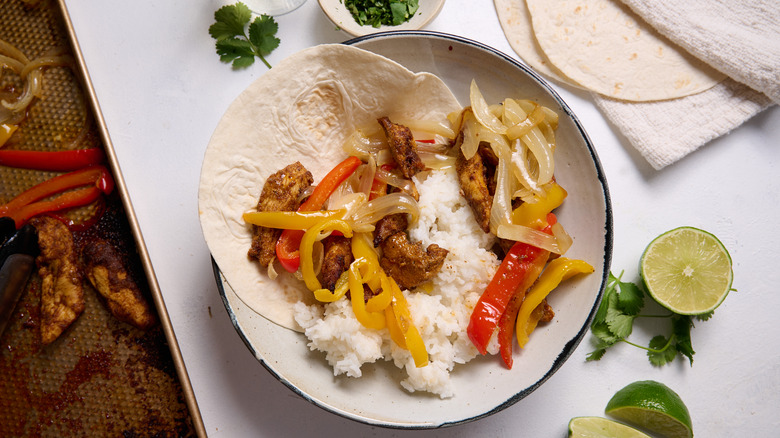 chicken and rice in a bowl