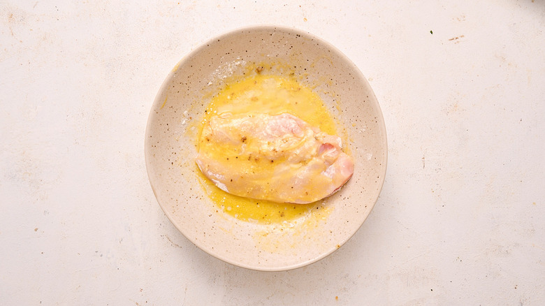 chicken dredged in egg