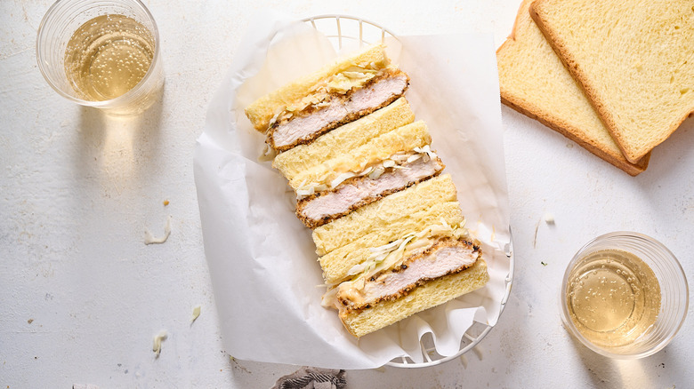 chicken katsu sandwiches in basket