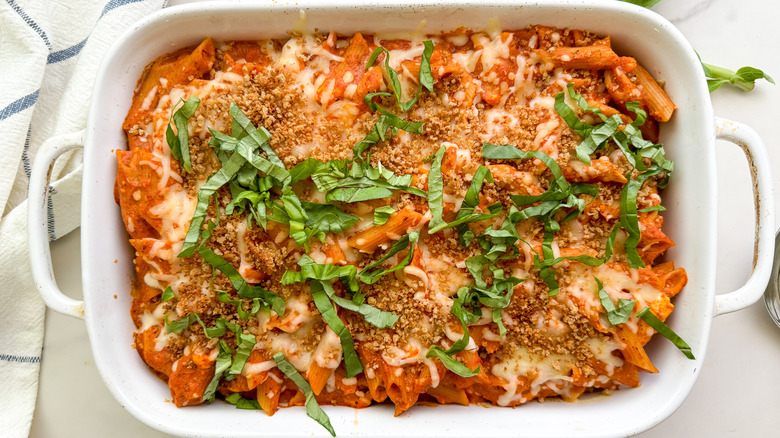 Baked Creamy Red Pepper Penne Pasta Recipe