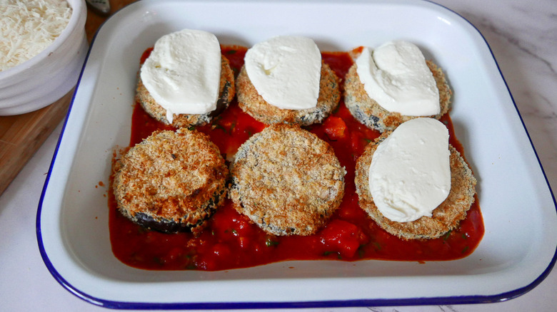 baked eggplant in dish 