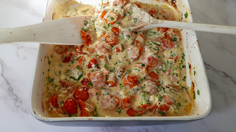 basil in baking dish 