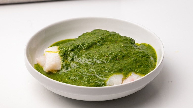 Cod with ginger mint marinade