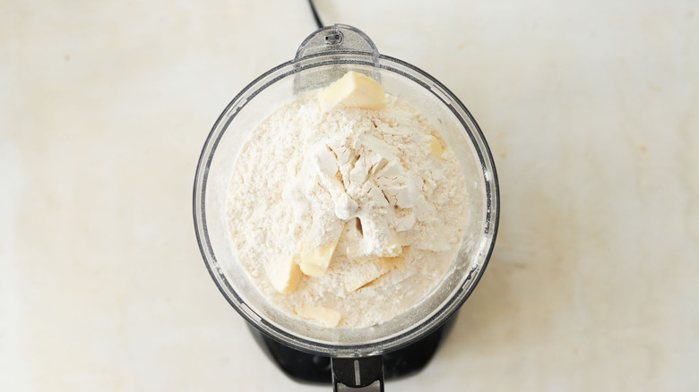 dough ingredients in food processor