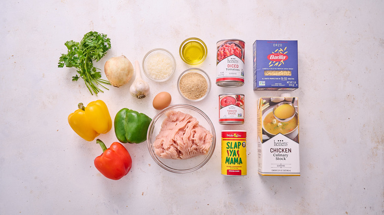 jambalaya orzo ingredients on a table