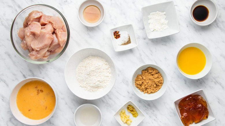 orange chicken ingredients on counter 