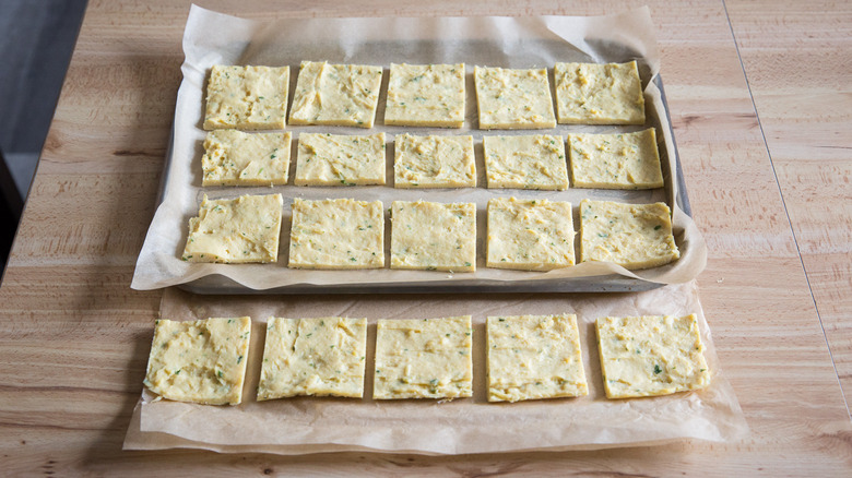 square panelle on baking sheet