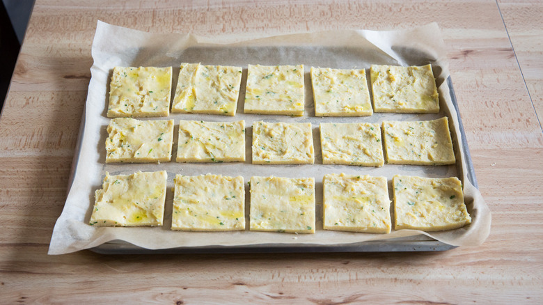 square panelle on baking sheet