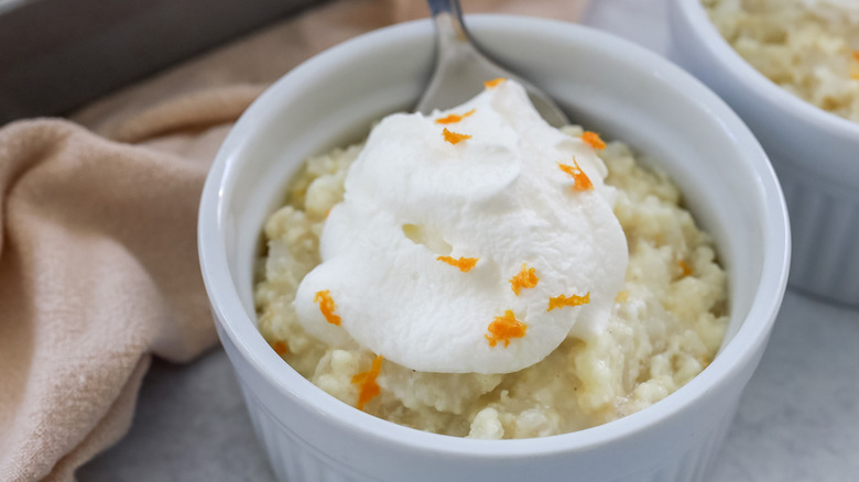 rice pudding with whipped cream