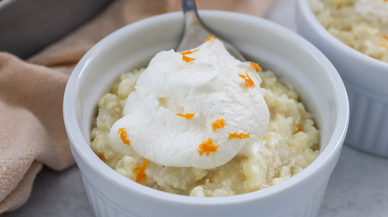 rice pudding with whipped cream